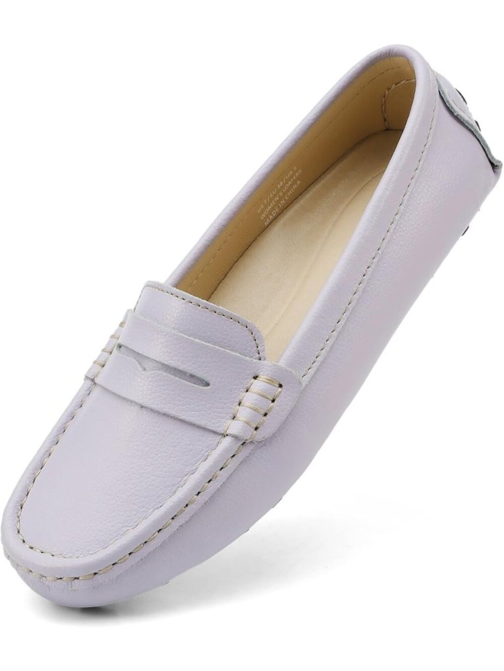 Women's Lilac Slip on Round Toe Backless Slides Casual Buckle Flat Loafers Shoes